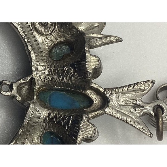 Vintage Necklace Signed ART Arthur Pepper 24” Silver Tone Turquoise Pendant - Picture 6 of 7